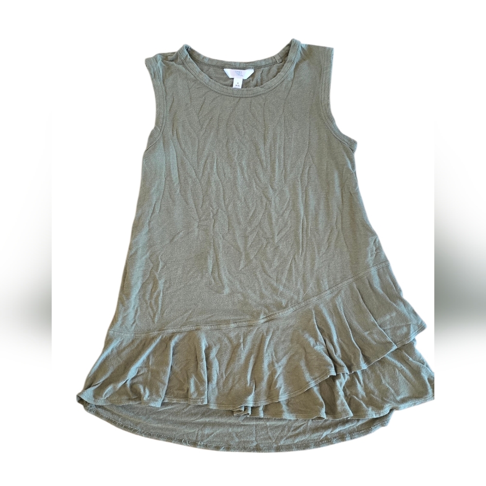 Time and Tru Olive Green Ruffle Hem Tank Top